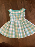 Aqua Daisy Gingham Dress