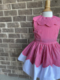 Red Gingham Scalloped Dress