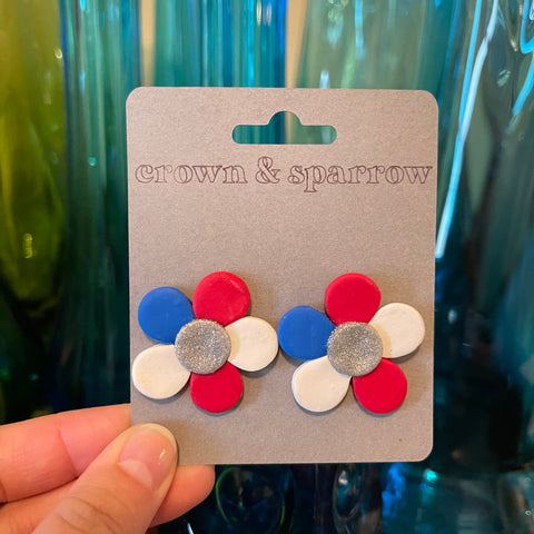 Fourth of July Flower Power Earrings