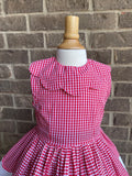 Red Gingham Scalloped Dress