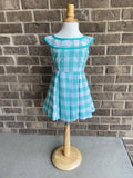 Aqua Daisy Gingham Dress