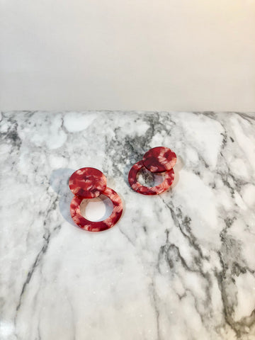 Double Take Red Resin Earrings